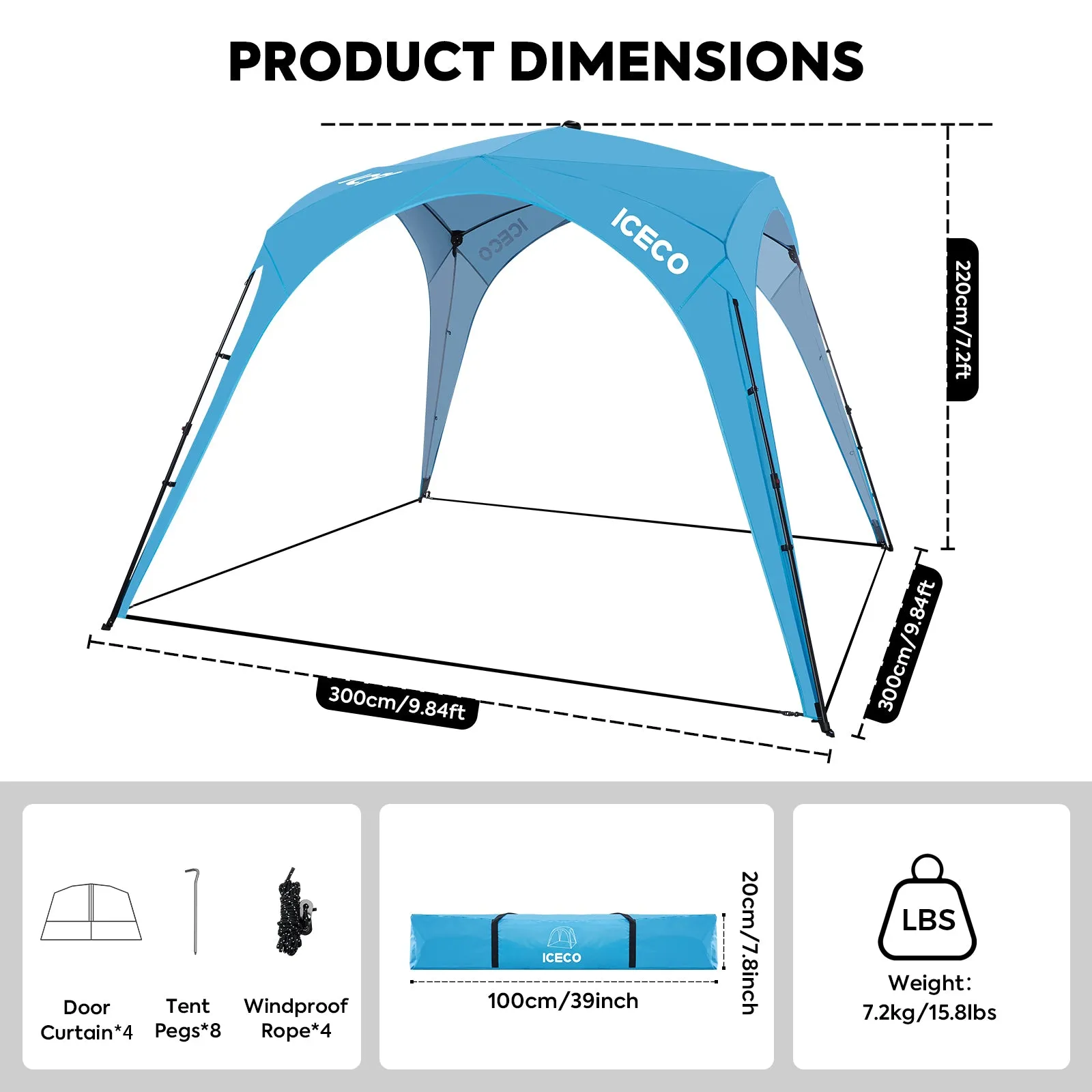 4-8 Persons Easy Setup Canopy Tent with UPF50  Sun Shelter | ICECO