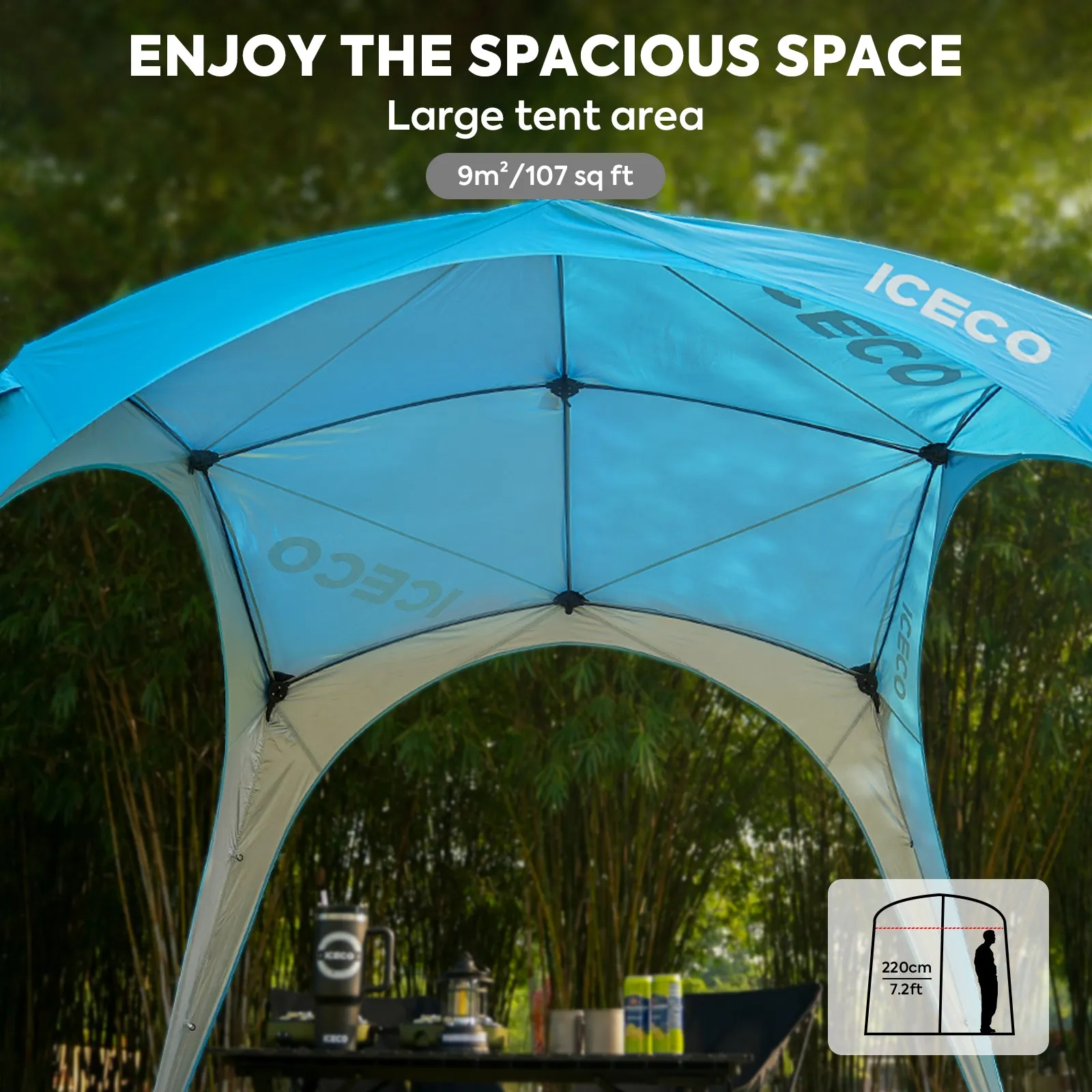 4-8 Persons Easy Setup Canopy Tent with UPF50  Sun Shelter | ICECO