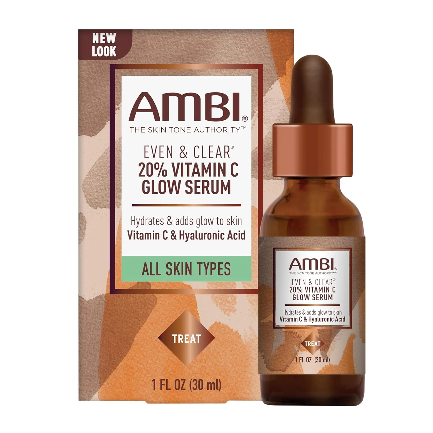 AMBI Even & Clear 20% Vitamin-C Infused Glow Serum for All Skin Types.