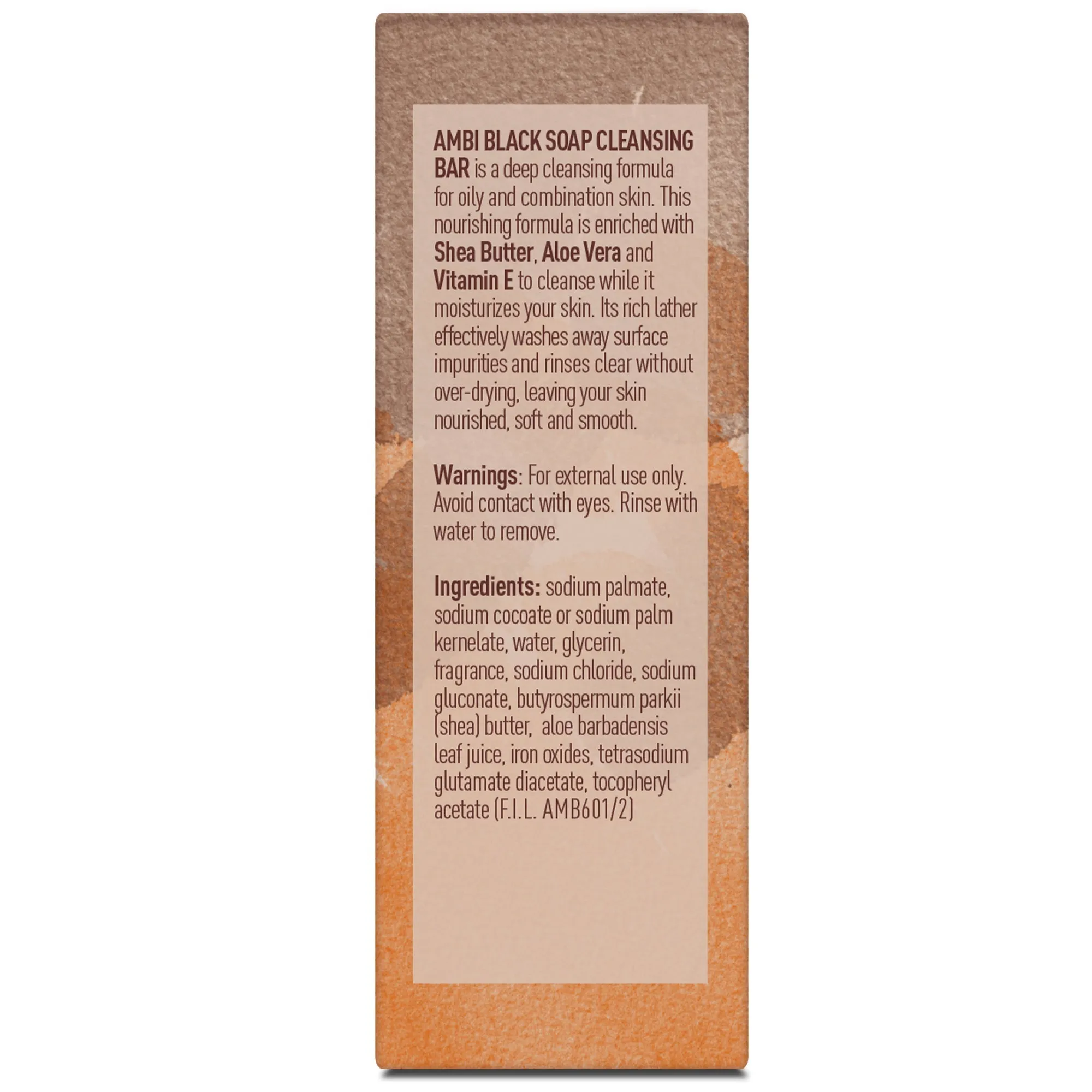 AMBI Skincare Black Soap Cleansing Bar with Shea Butter/Vitamin E - For Oily & Combination Skin 3.5 oz