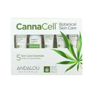 Andalou Naturals CannaCell Botanical Skin Care Get Started Kit Scrub Toner Cream