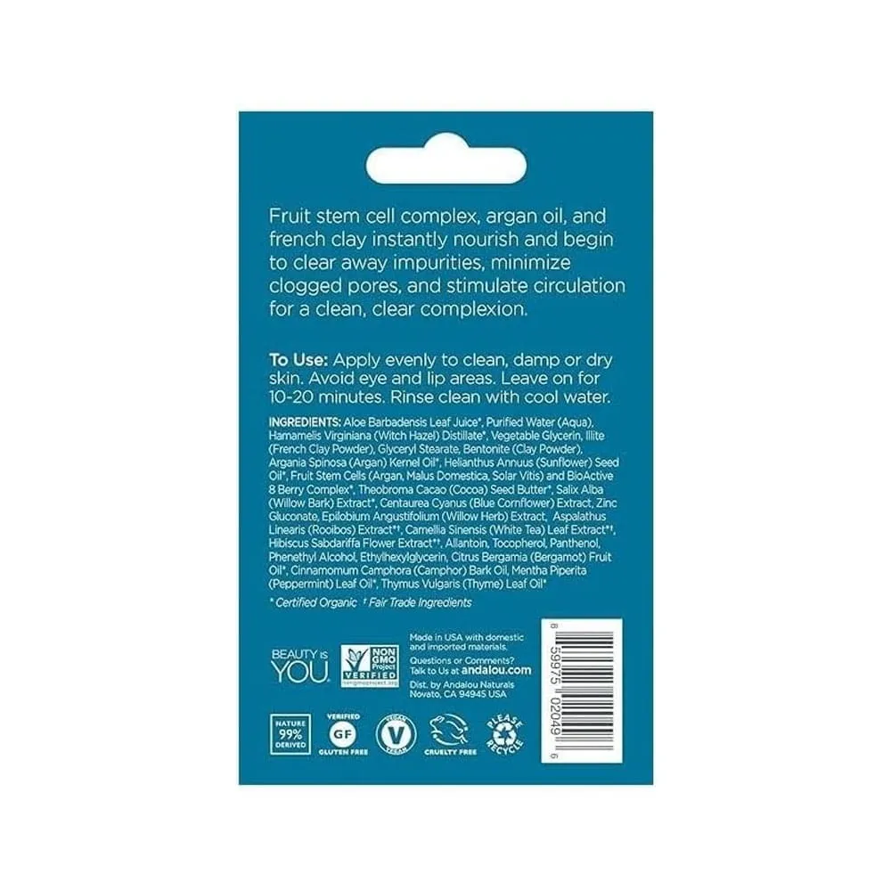 Andalou Naturals Instant Clarity Argan Oil & Blue Clay Face Mask 8g - Travel Size