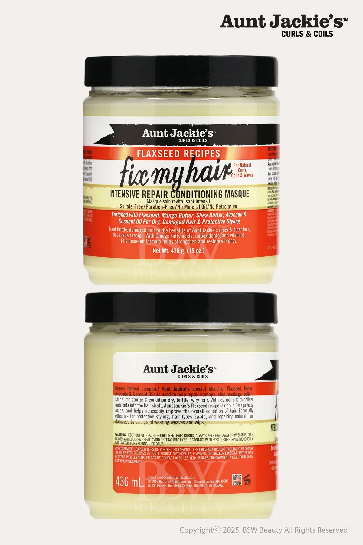 AUNT JACKIES FIX MY HAIR INTENSIVE REPAIR CONDITIONING MASQUE 15oz