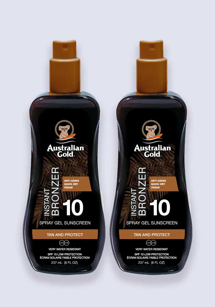 Australian Gold Spray Gel With Instant Bronzer SPF 10 237ml - 2 Pack Saver