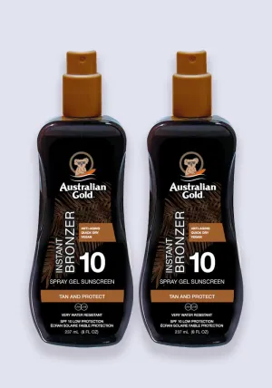 Australian Gold Spray Gel With Instant Bronzer SPF 10 237ml - 2 Pack Saver