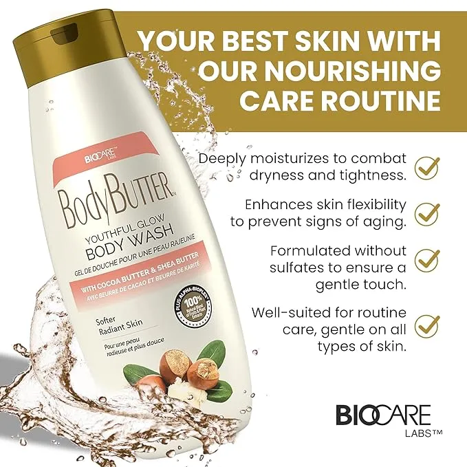 Biocare Body Butter Youthful Glow with Cocoa Butter & Shea Butter Body Wash - 16.5 oz