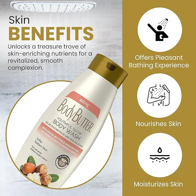 Biocare Body Butter Youthful Glow with Cocoa Butter & Shea Butter Body Wash - 16.5 oz