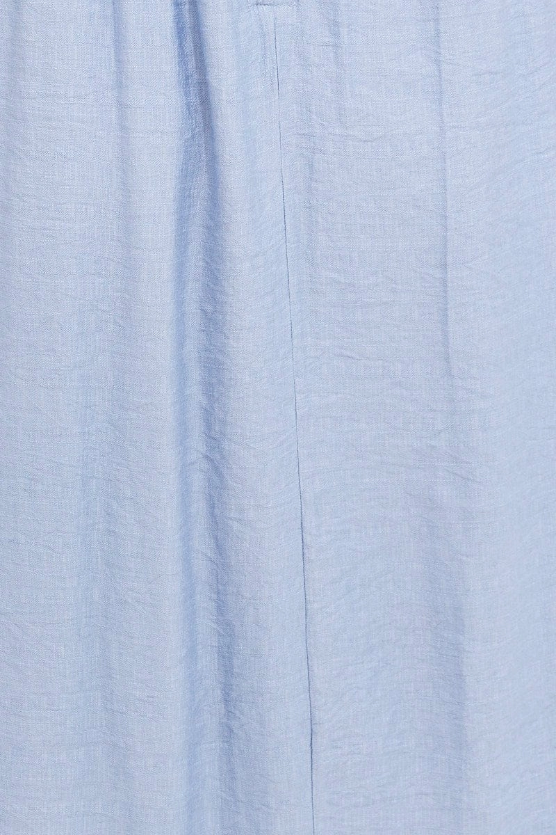 Blue Midi Dress Evening Square Neck