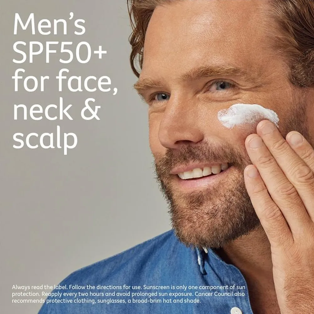Cancer Council Sunscreen Hydrating For Men Face Neck & Scalp SPF50  100ml