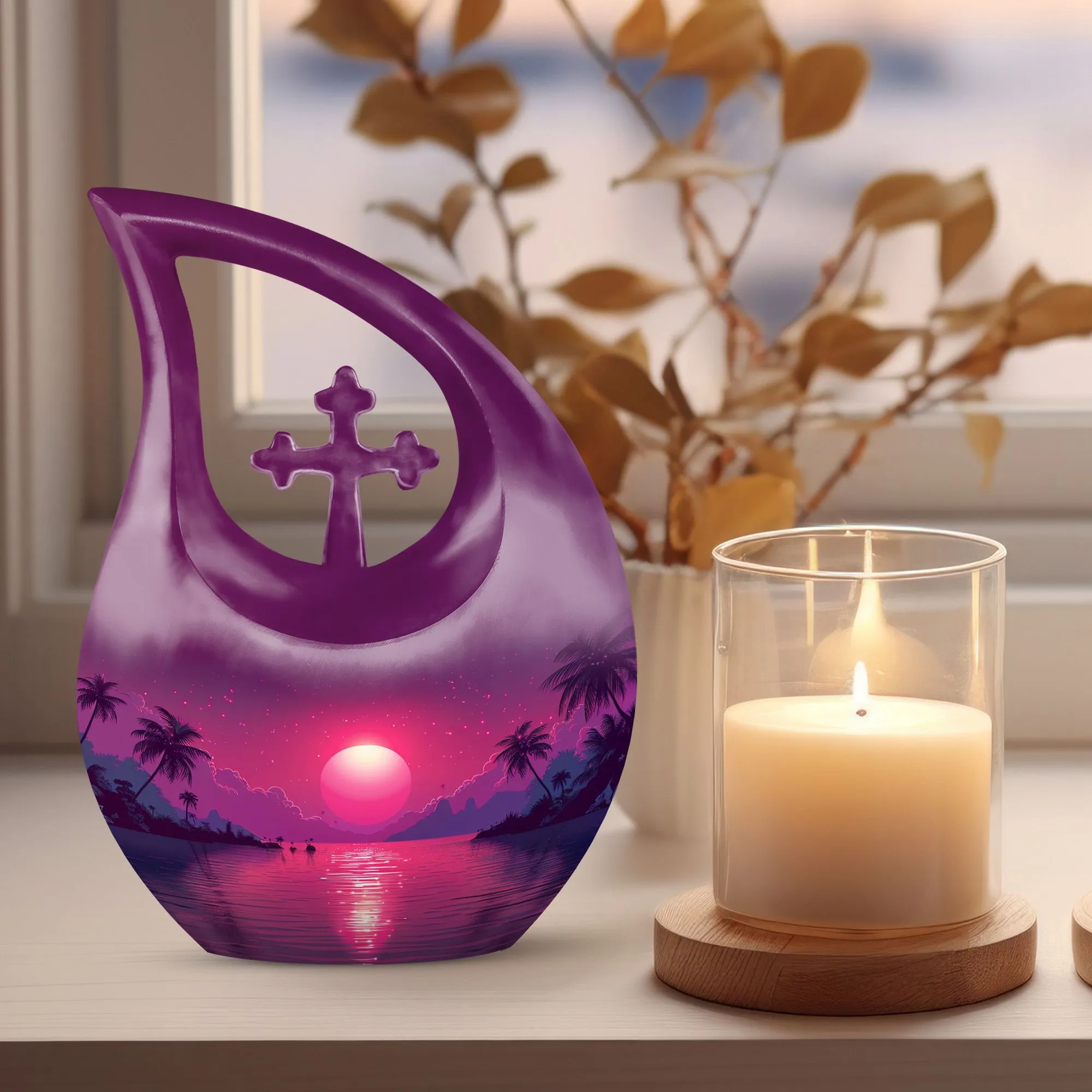 Crimson Moon Urn : 10-Inch Size Cremation Urn For Human Ashes