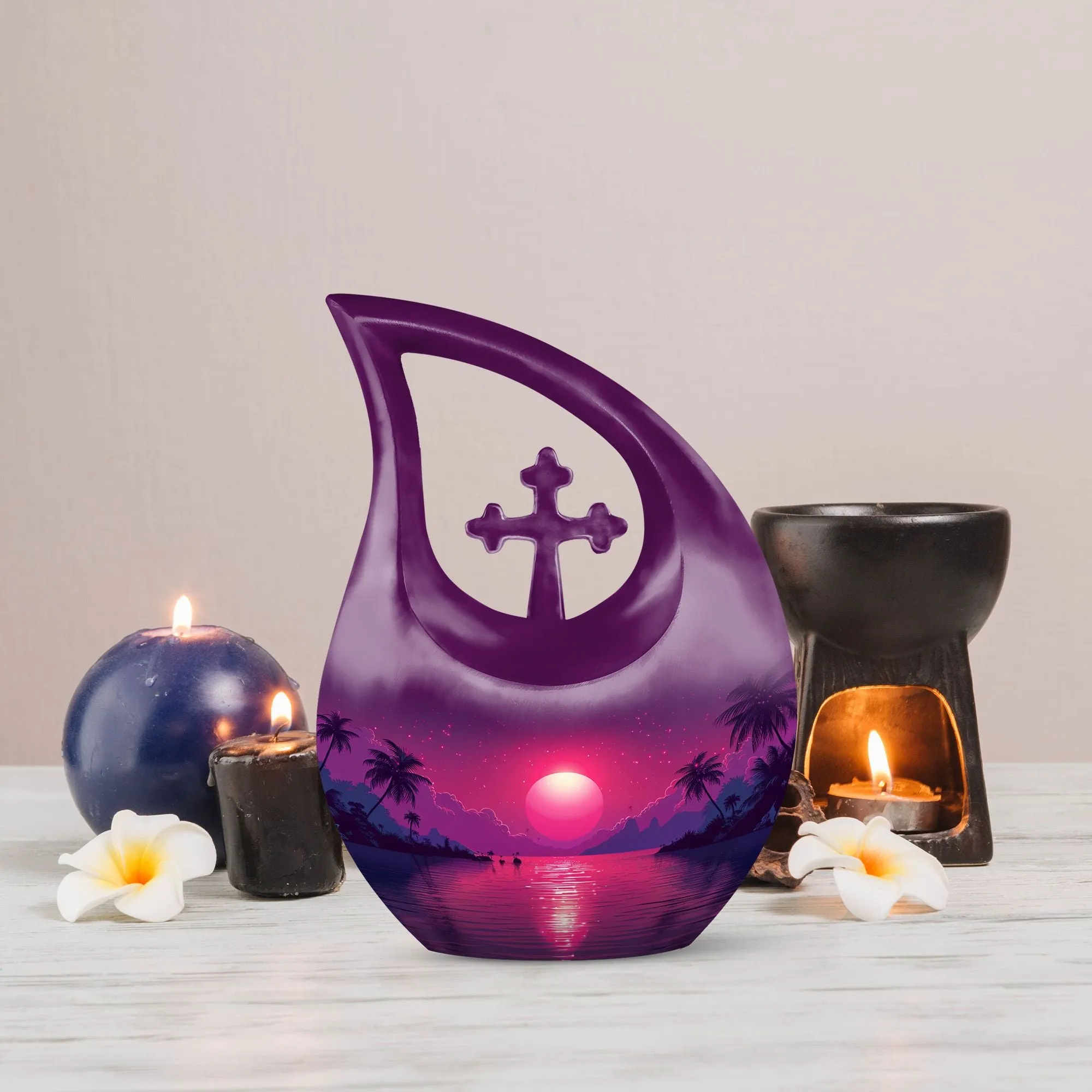 Crimson Moon Urn : 10-Inch Size Cremation Urn For Human Ashes