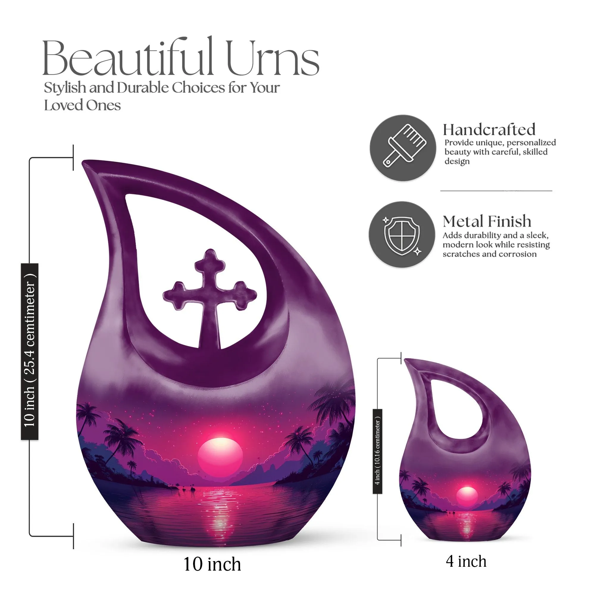 Crimson Moon Urn : 10-Inch Size Cremation Urn For Human Ashes