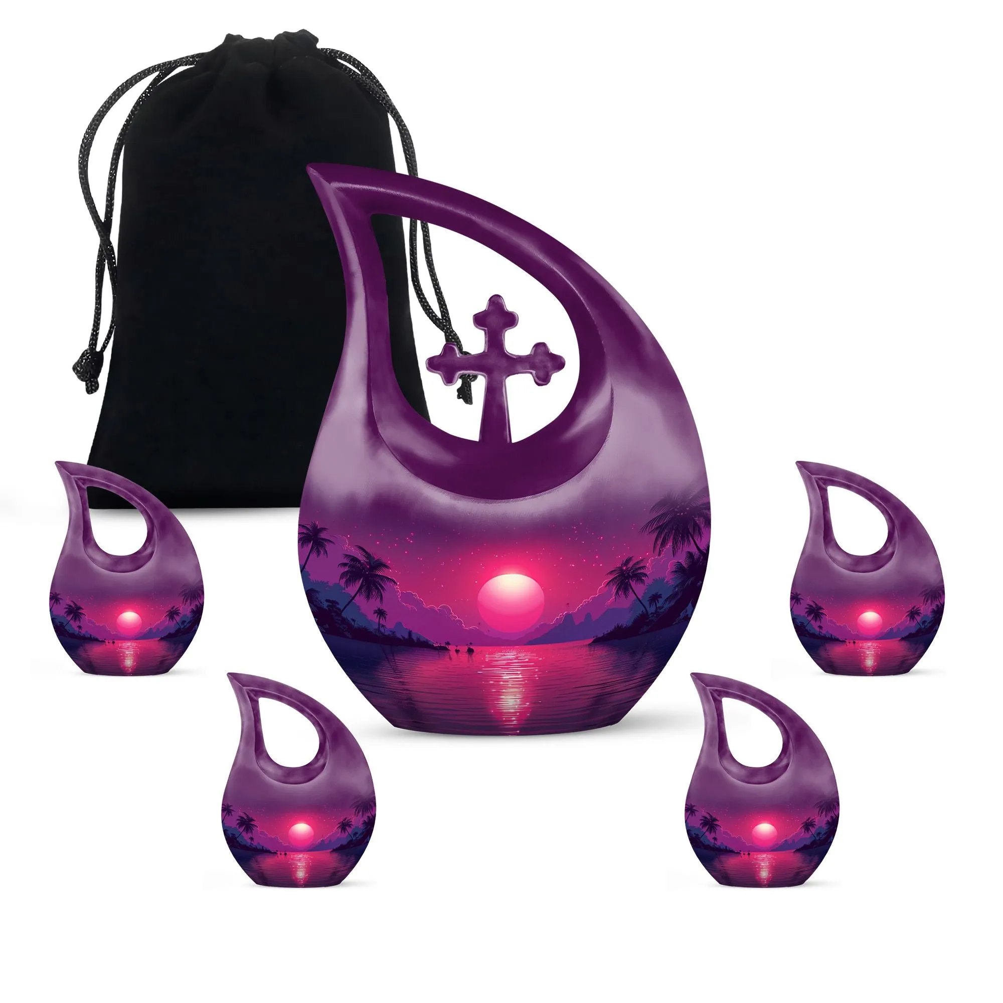 Crimson Moon Urn : 10-Inch Size Cremation Urn For Human Ashes