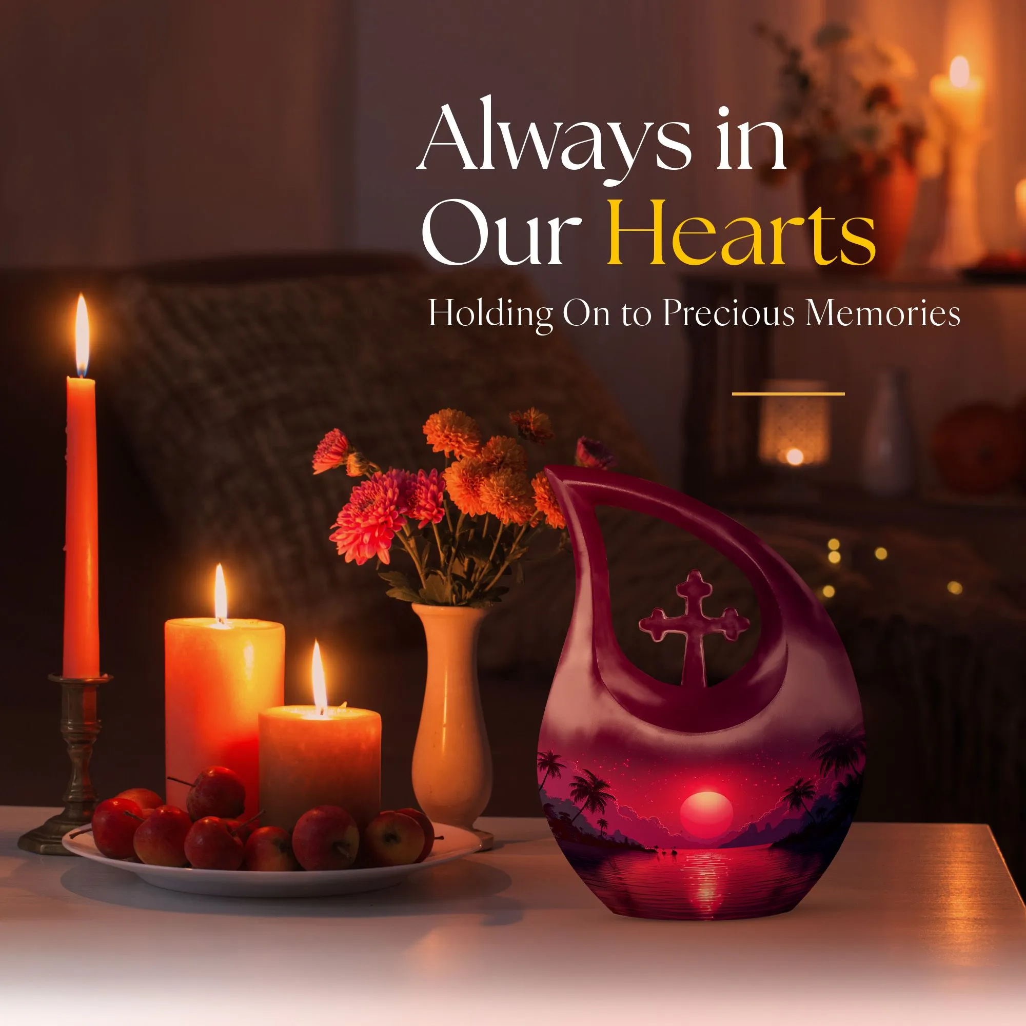 Crimson Moon Urn : 10-Inch Size Cremation Urn For Human Ashes