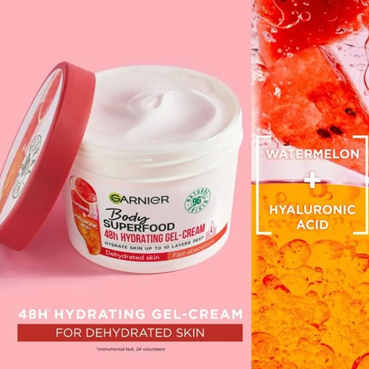 Garnier Fructis Superfood Body 48H Hydrating Gel Cream Normal Skin Watermelon   Hyaluronic Acid 380ml
