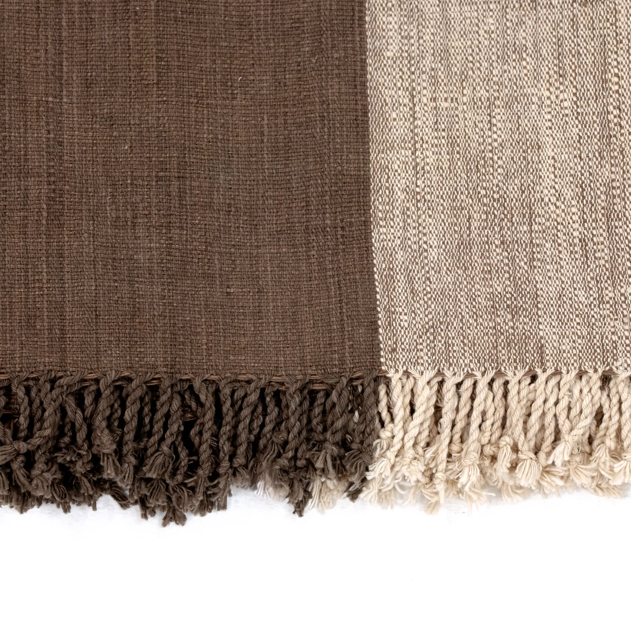 Handspun Cotton Two-Tone Throw in Charcoal