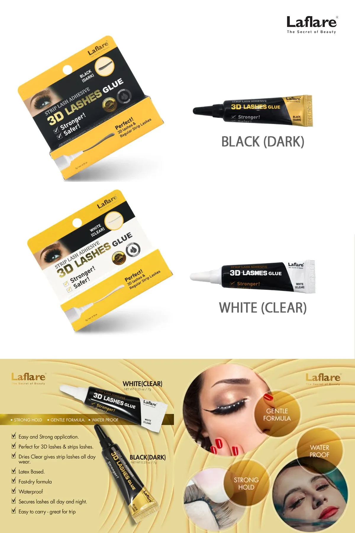 LAFLARE 3D LASHES GLUE STRIP LASH ADHESIVE 0.25oz
