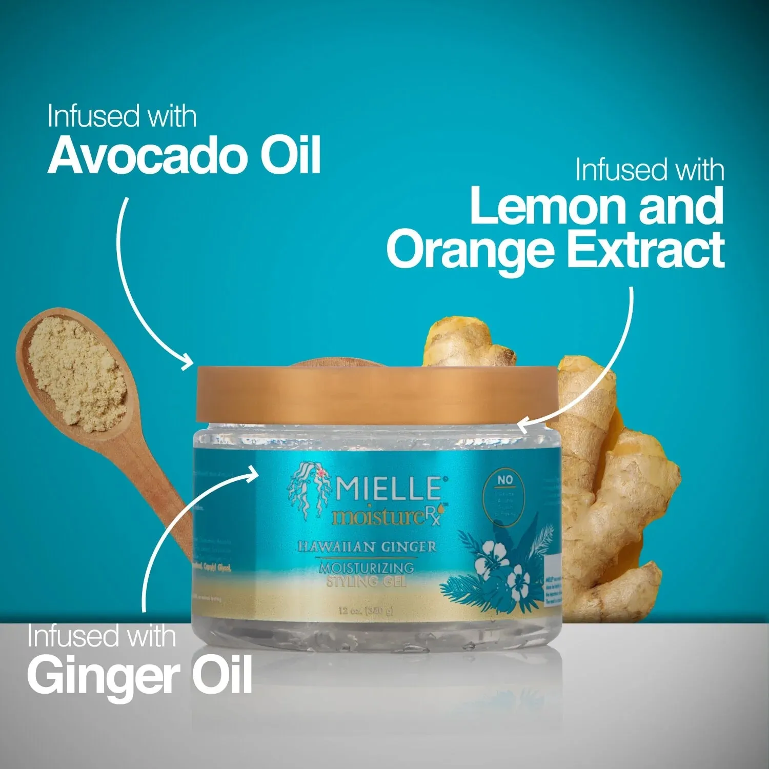 Mielle Organics Moisture RX Hawaiian Ginger Moisturizing Styling Gel- 12 oz