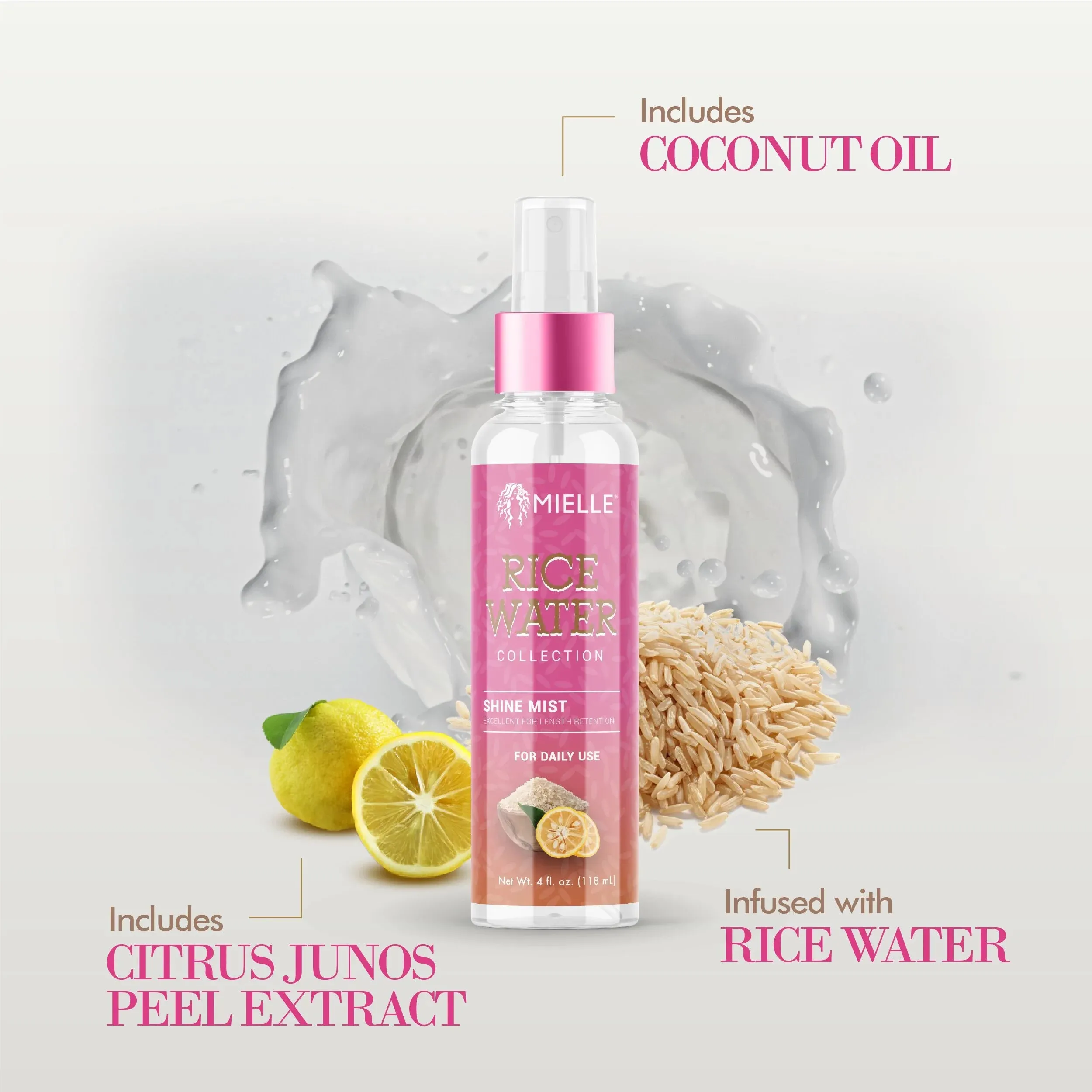 Mielle Organics Rice Water Collection Length Retention Daily Shine Mist - 4 oz