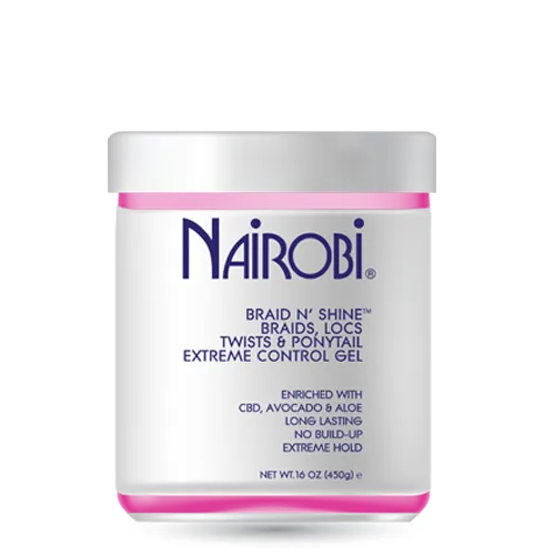 Nairobi Braid N' Shine Braids Locs. Twists & Ponytail EXTREME Control Gel