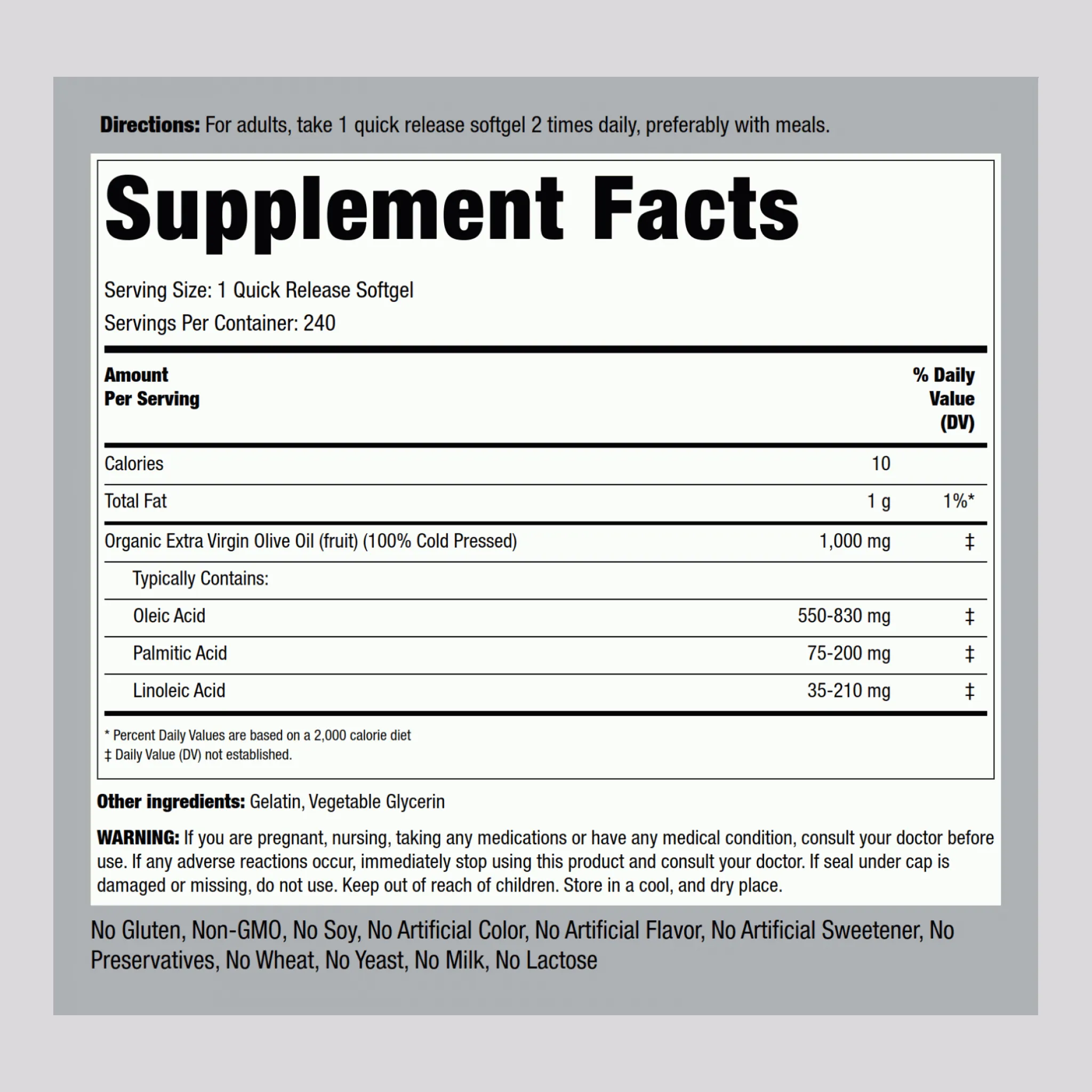 Olive Oil, 1000 mg, 240 Quick Release Softgels