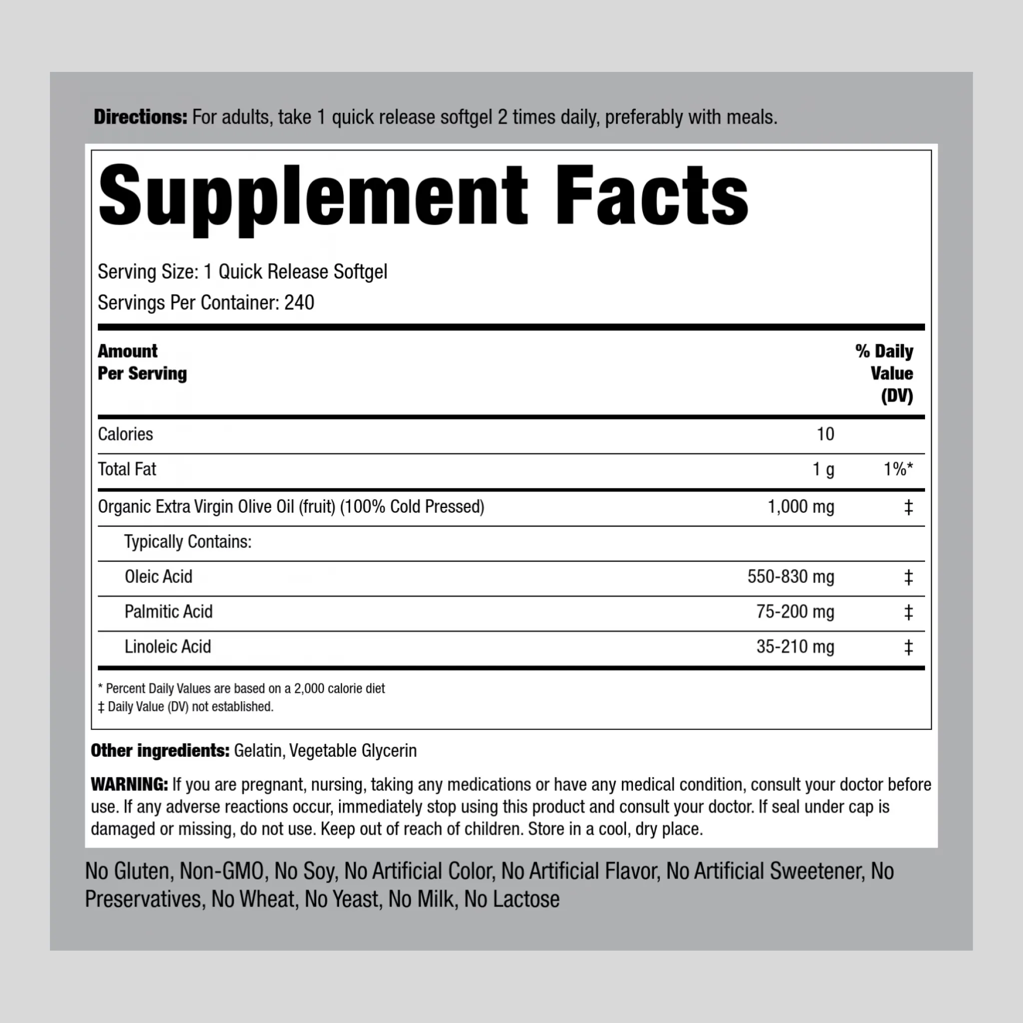 Olive Oil, 1000 mg, 240 Quick Release Softgels