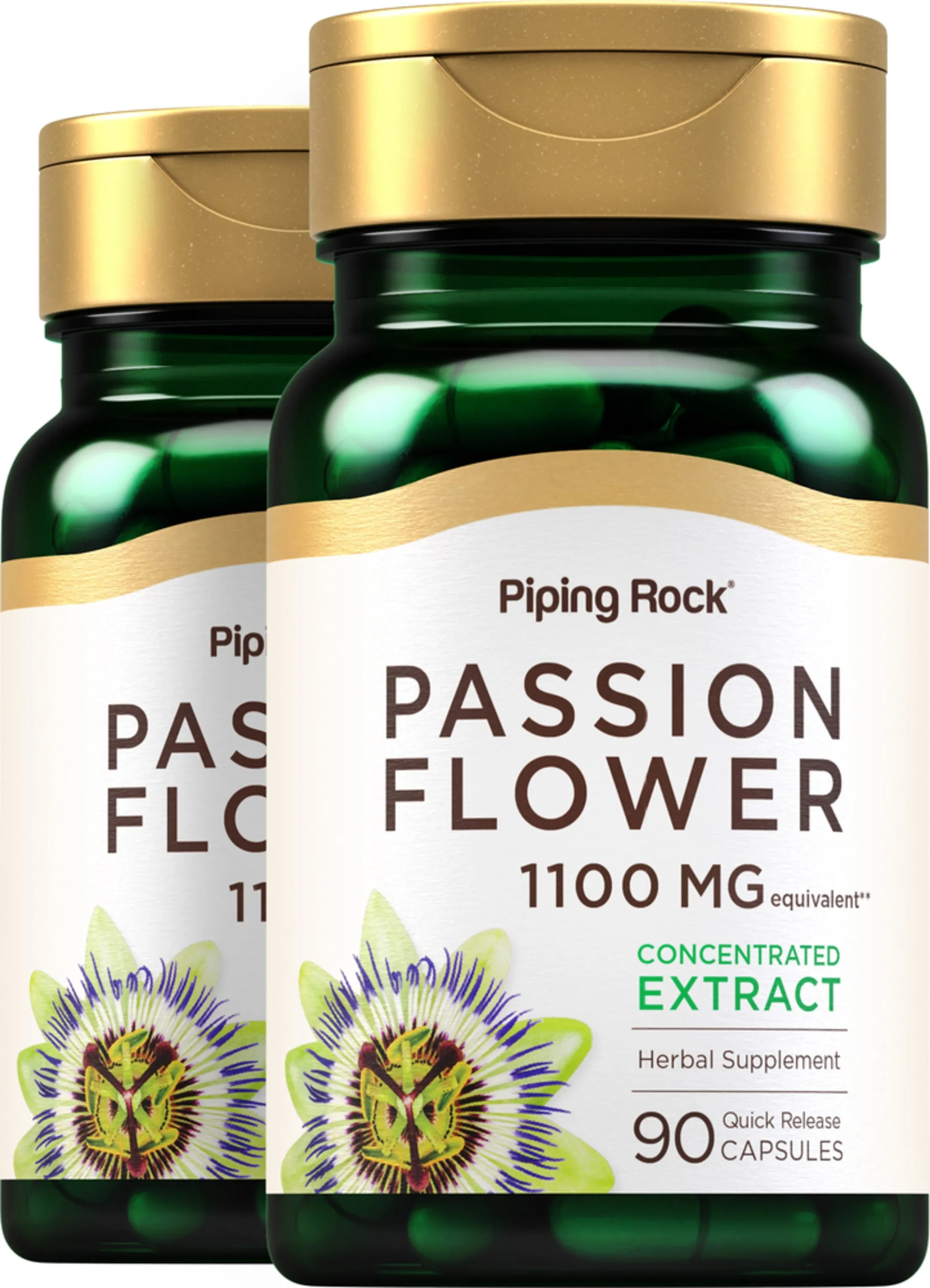 Passion Flower, 1100 mg, 90 Quick Release Capsules, 2  Bottles