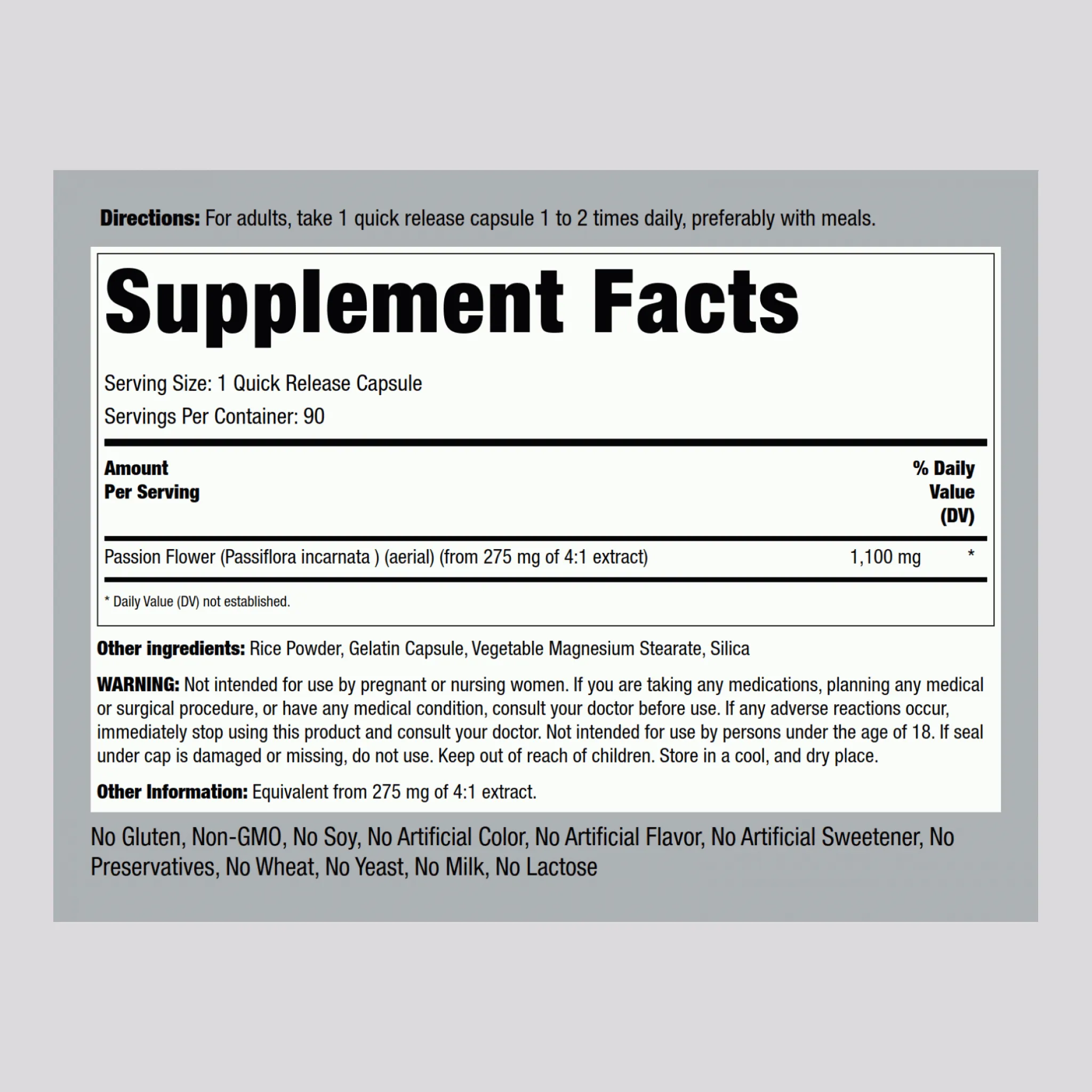 Passion Flower, 1100 mg, 90 Quick Release Capsules, 2  Bottles