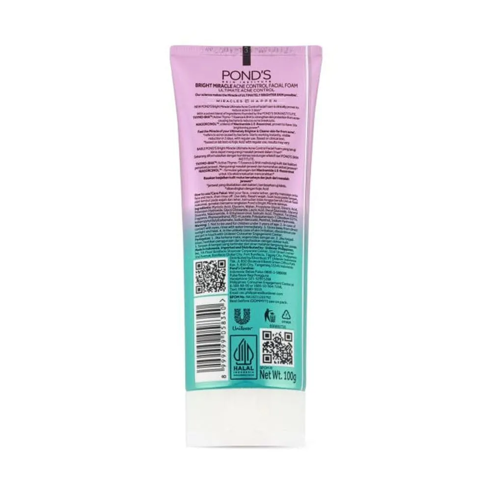 Ponds Facial Foam Bright Miracle Ultimate Acne Control 100g