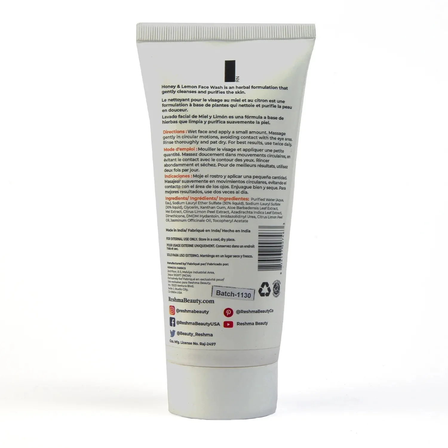 Reshma Honey & Lemon Face Wash - 5.07 oz