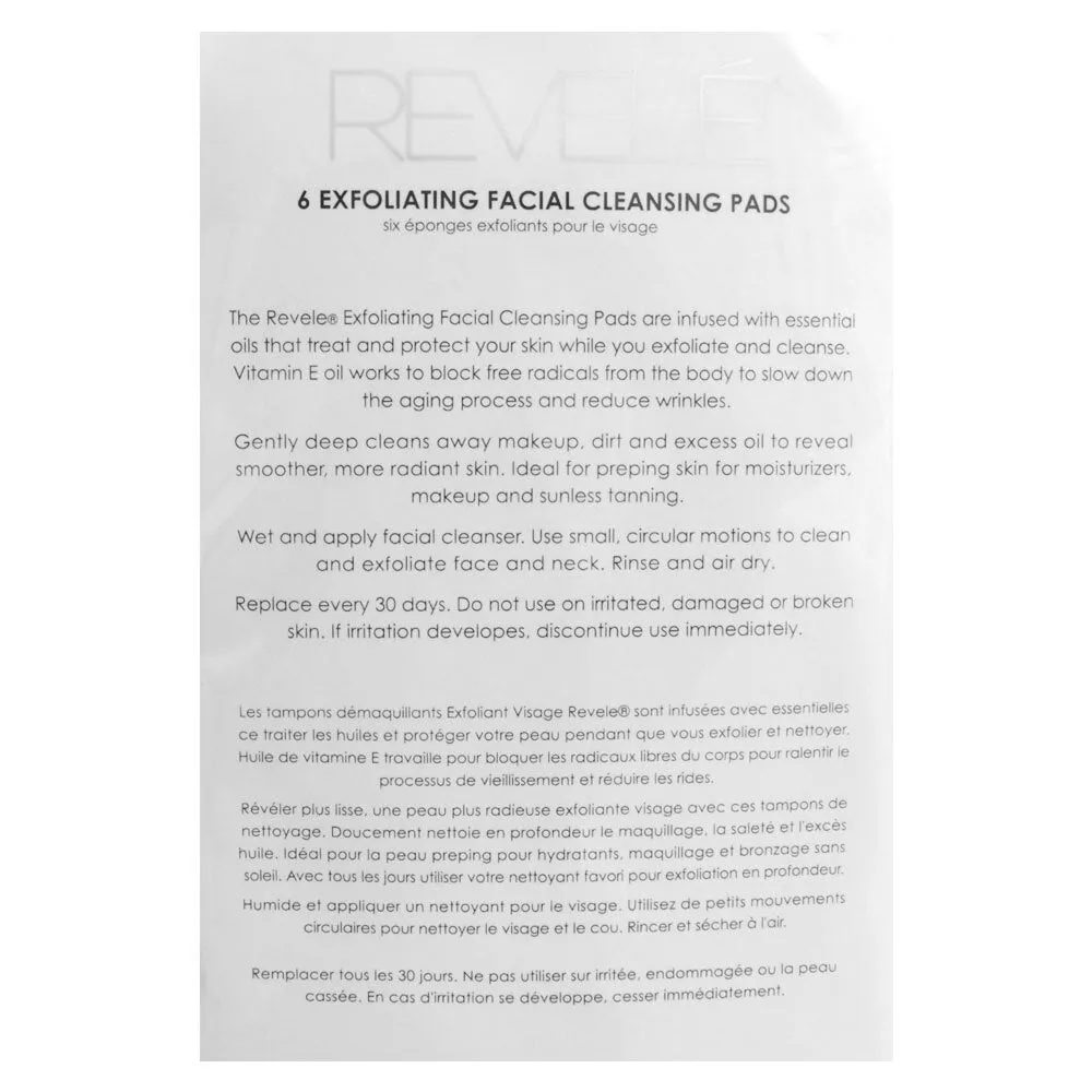 Revele Exfoliating Facial Cleansing Pads Essential Oil Infused 6pk Assorted
