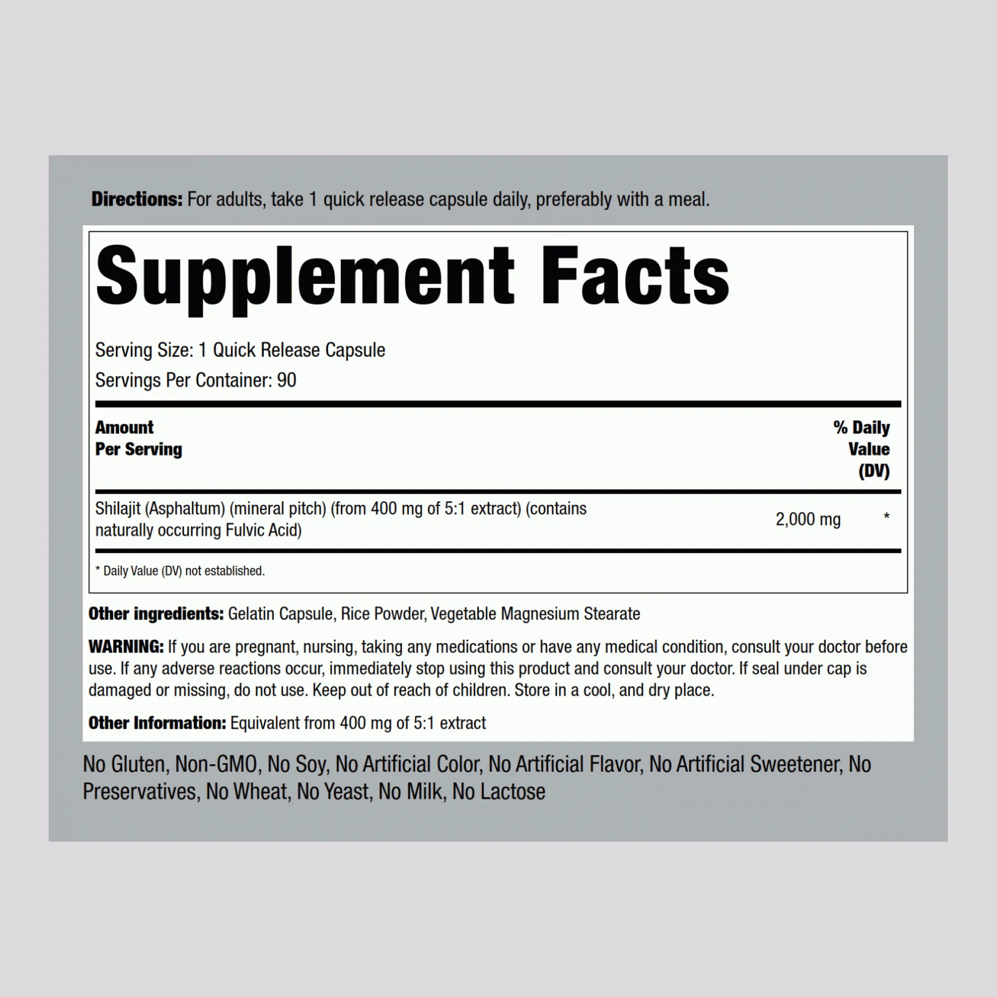 Shilajit Extract, 2000 mg, 90 Quick Release Capsules, 2  Bottles