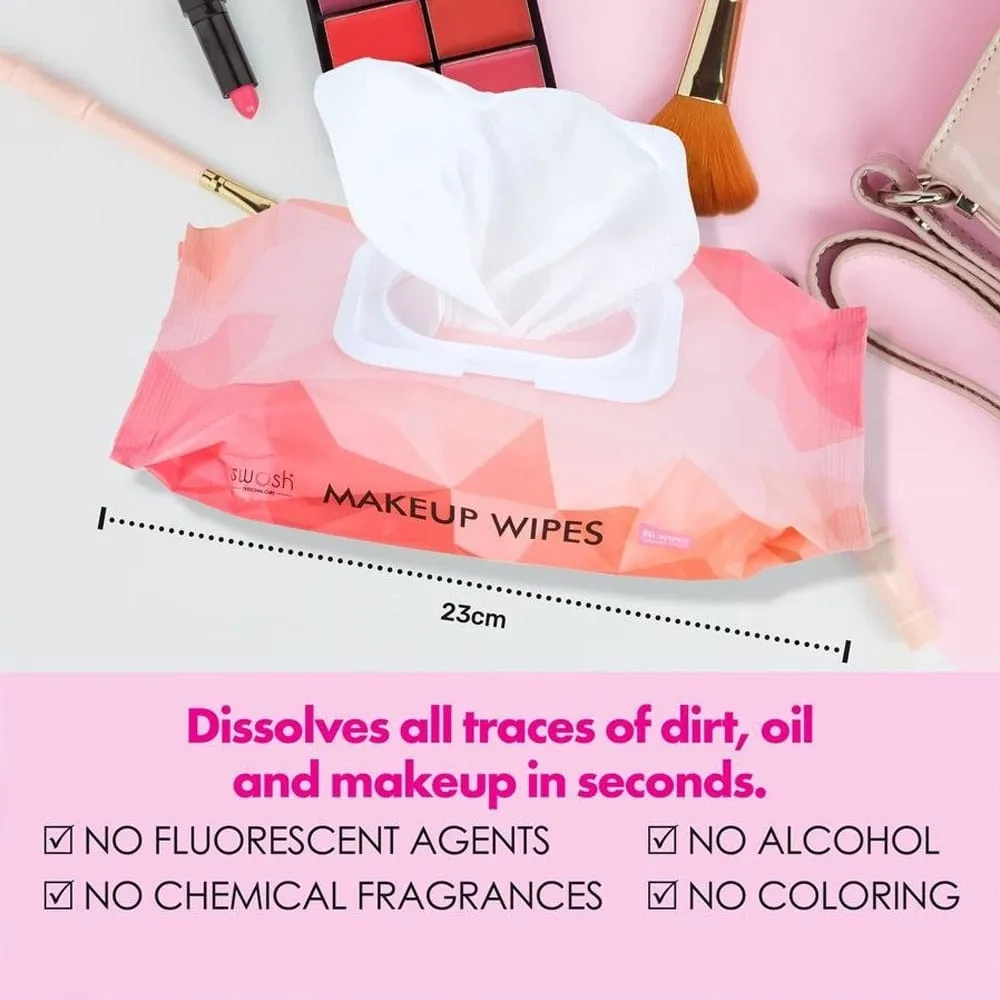 Swosh Makeup Wipes With Aloe Vera 80pk