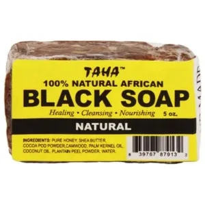 TAHA 100% Natural African Black Soap  Heal. Cleanse. Nourish - Natural - 5 oz