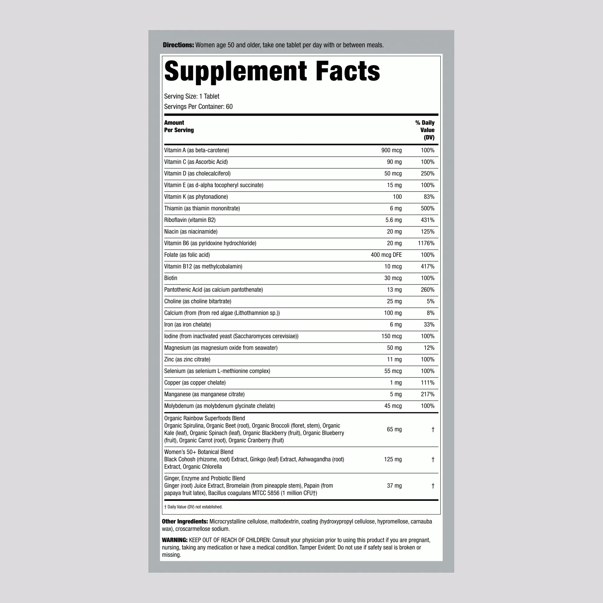 Women's One 50  plus Real Food Nutrients, 60 Vegetarian Caplets