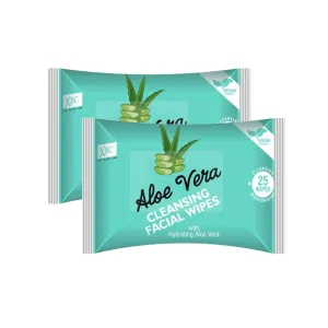 XBC Aloe Vera Cleansing Facial Wipes Twin Pack 2x25pk