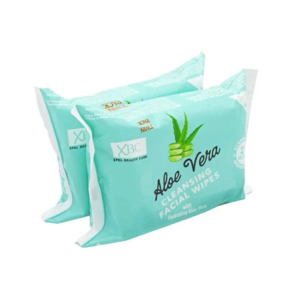 XBC Aloe Vera Cleansing Facial Wipes Twin Pack 2x25pk