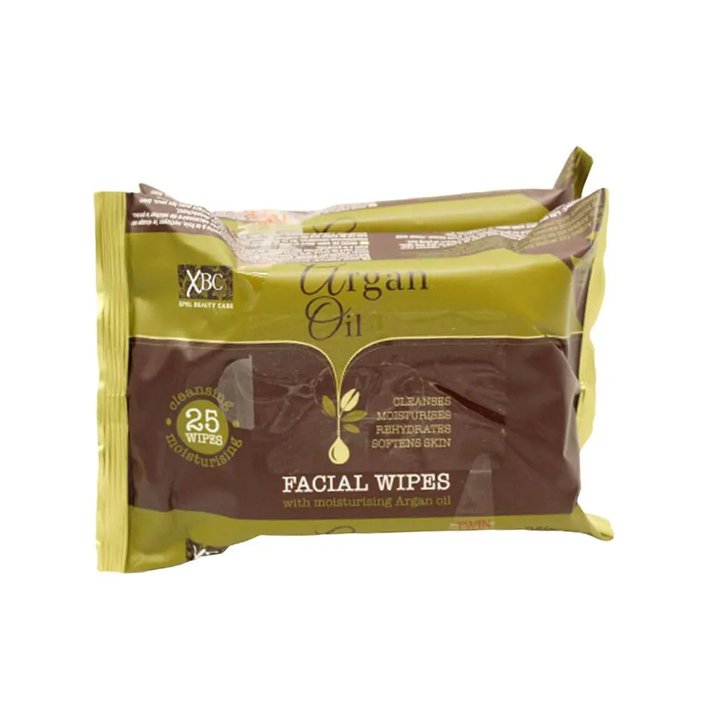 XBC Argan Oil Facial Wipes Twin Pack 2x25pk
